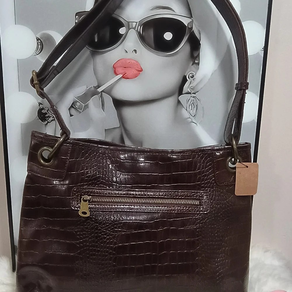 Simply Vera Vera Wang Chocolate Crocodile Shoulder Bag